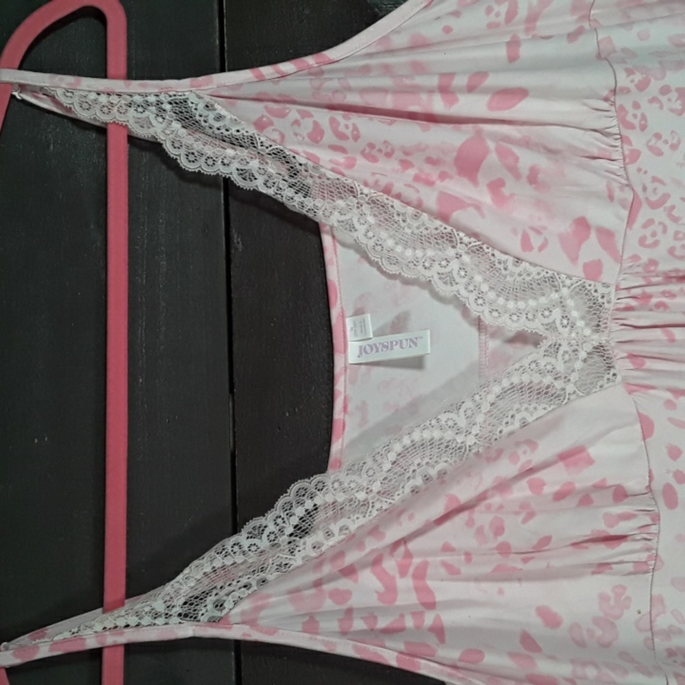 Joyspun 3X Adorable Adj Straps Nightgown Pink Cheetah Print - Picture 7 of 15